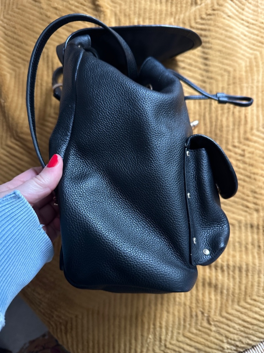 Coach Black Pebbled Leather Backpack with Gold Hardware - Picture 5 of 7